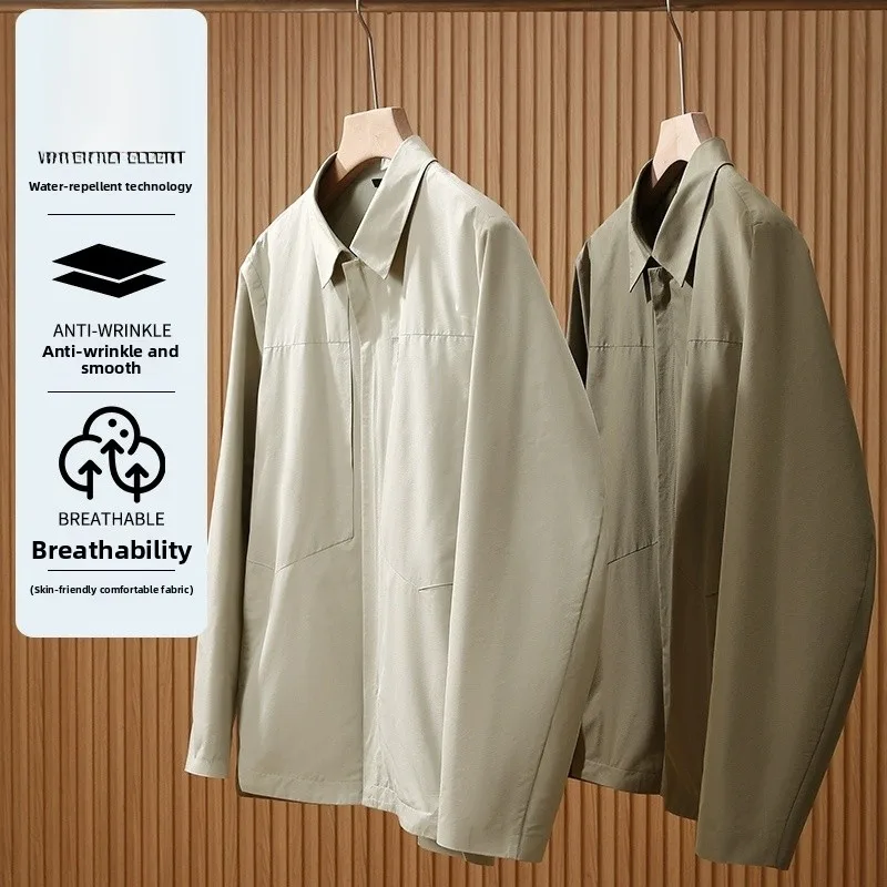 

Легкая водонепроницаемая мужская деловая повседневная мужская куртка премиум-класса Jaet Spring 2025 Faion Urban Sle Stand Fit Long Sve