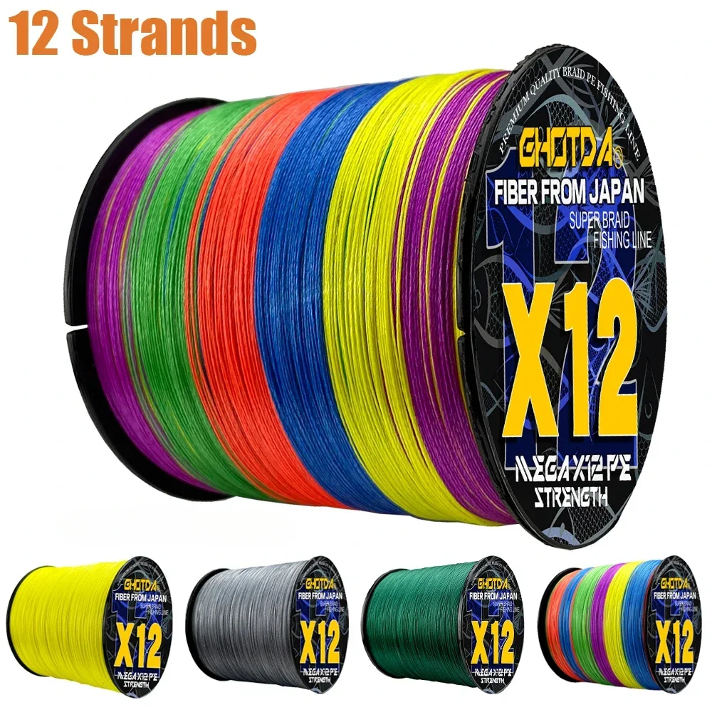 25lb-120lb 12 Strands Fishing Line 100M 500M 1000M PE Carp Wire Freshwater Saltwater Multifilament Fishing Accessories Smooth