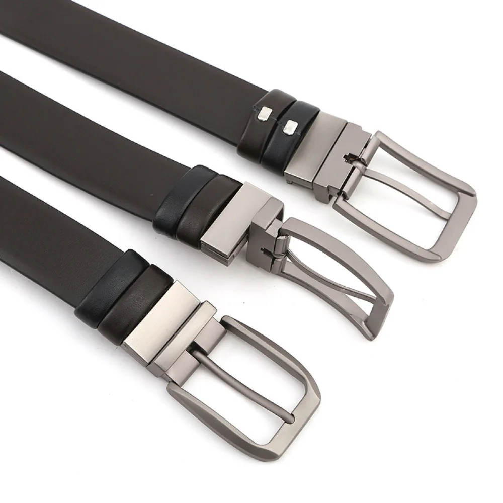 Premium Mens Reversible Belt Business Casual Waistband Stylish Pu Leather Strap Durable Pin Buckle Essential Waist Belt