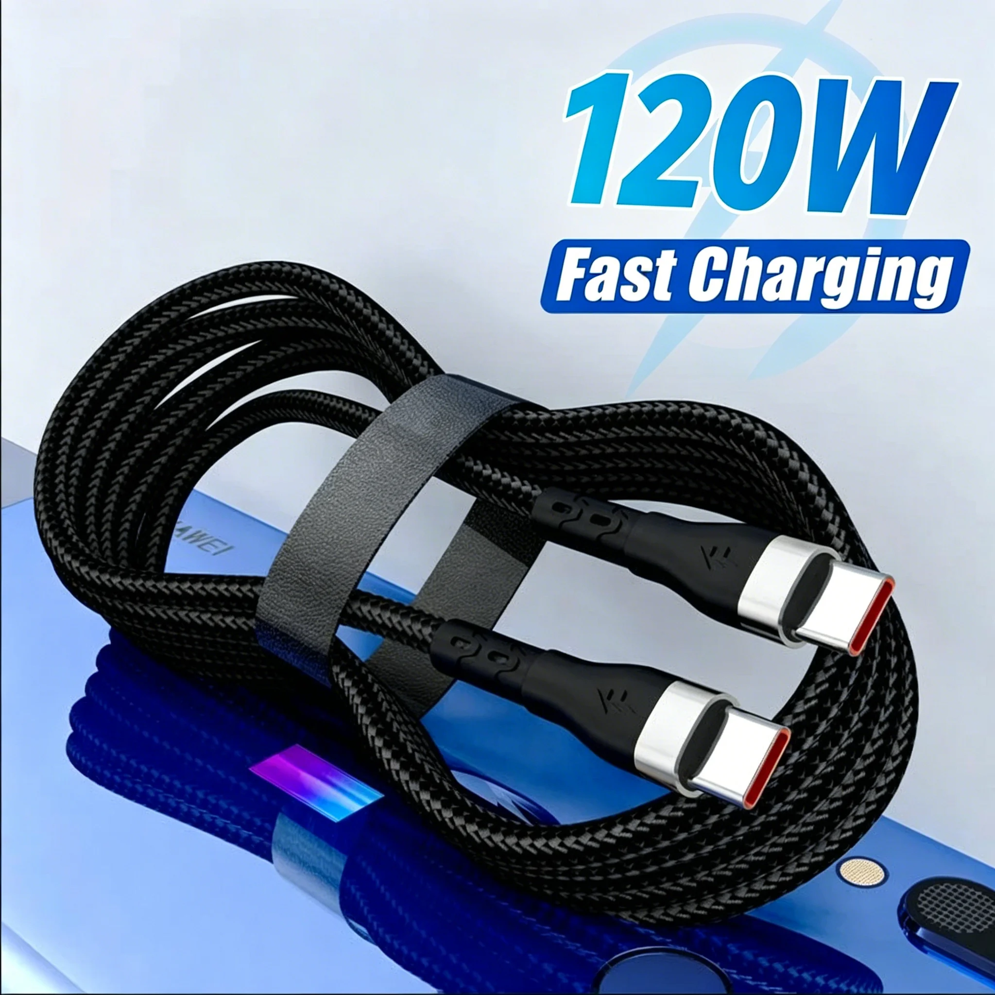 Cable de datos USB C a tipo C de 120W, Cable de carga súper rápido para Samsung iPhone 16 15 14 Pro Max Xiaomi Oneplus Poco, Cable de datos USB