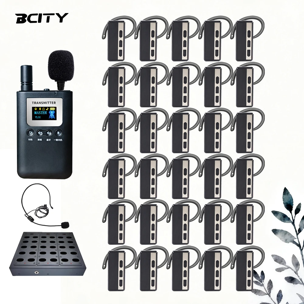 Dual-Simultaneous Explanation Wireless Tour Guide System, Thick Ear Hooks, 1-to-Many Team Tour Guide for Scenic Church Training