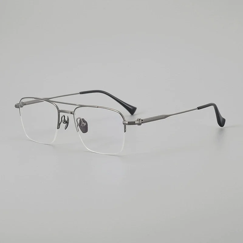 

Fits for Big Face Belight Optical Half Rimless Double Bridge Design Men Women Titanium Eyeglasses Spectacle Frame YY24011