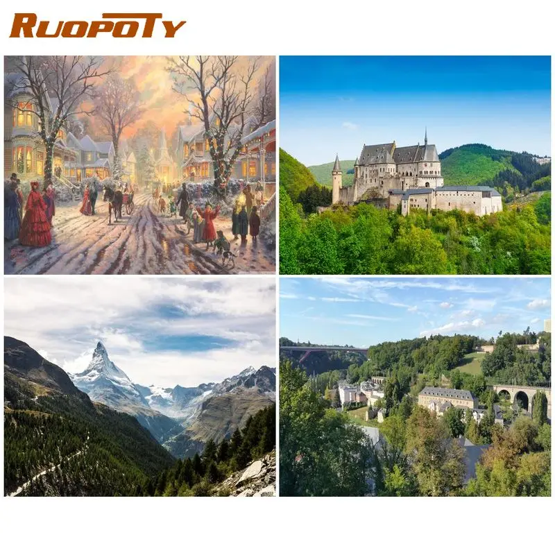 

RUOPOTY Diamond Painting Forest Pictures 5D DIY Landscape Mosaic Full Set Embroidery Rhinestone Pictures Gift Decoration For Hom