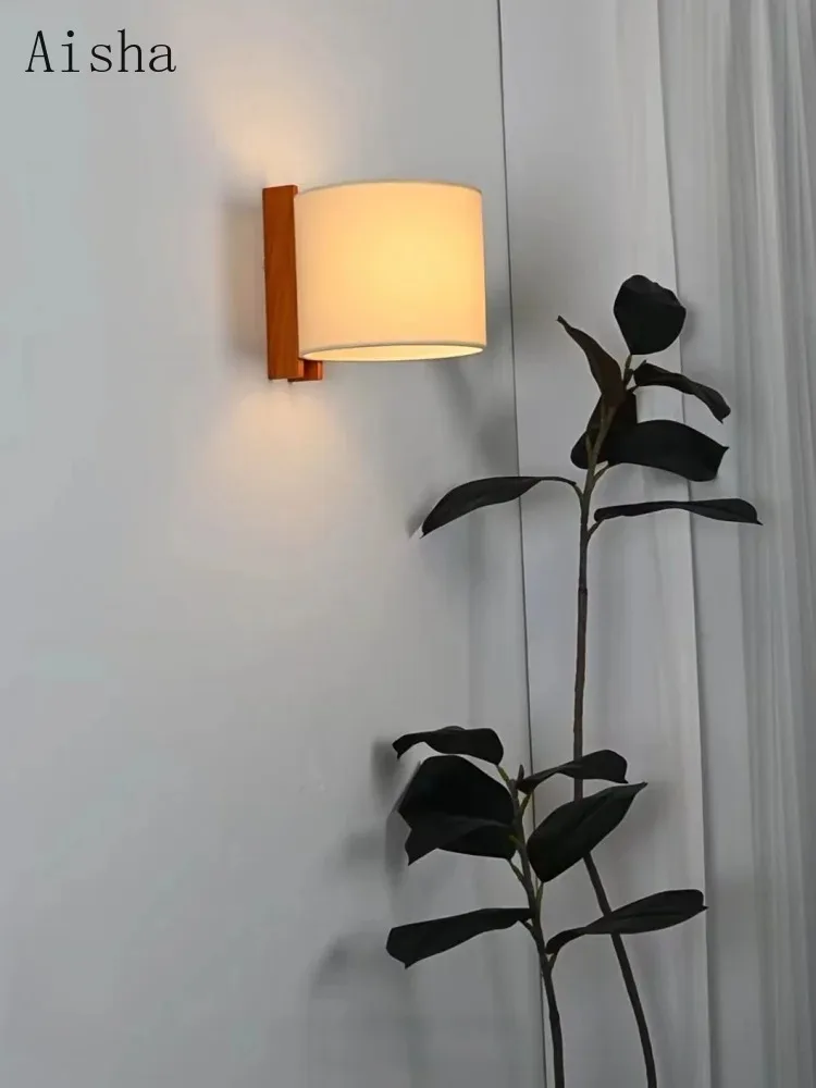 Spanish Designer Santa&Cole TMM Wall Lamp Antique Wood Style for Bedroom Bedside Atmosphere Indoor Fabric Lighting Fixtures