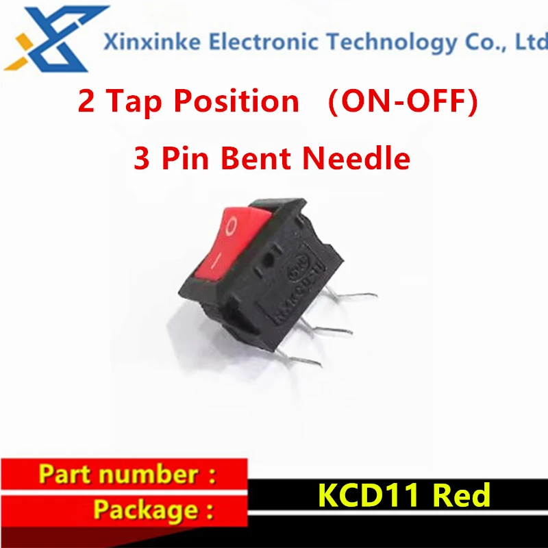 Tira de alimentación Piezas KCD11, interruptor tipo barco, 2 pines, 3 pines, 3A, 250V, aguja de flexión, 15x10mm, 2/3