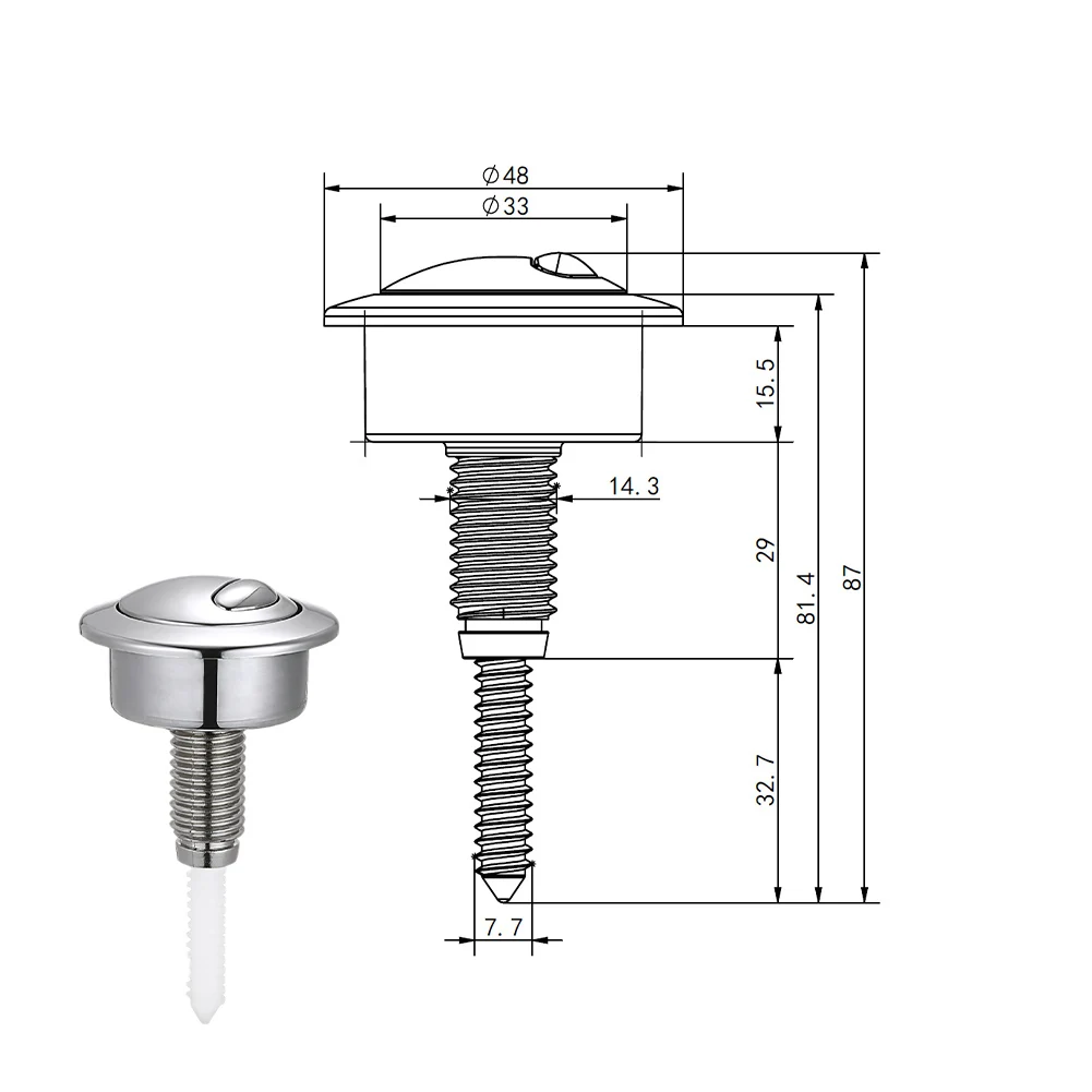 Tombol tekan Flush Toilet tombol Flush Aksesori Toilet pengganti tombol tekan Flush untuk Siamp Optima 49 tangki Toilet