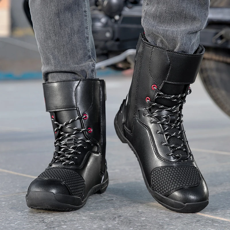 

Motorbike Shoes Wear Resistant Motocross Tactics Boots Men Motorcycle Boots Breathable Anti-fall Rider Road Racing Casual Shoes
