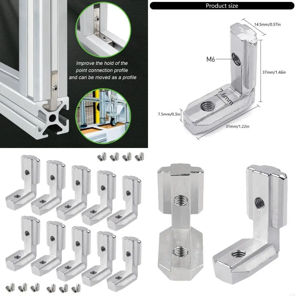 

Пакет из 10 Т -гайки внутренних угловых разъемов для алюминиевого профиля 40 серии с винтами из нержавеющей стали конструкции