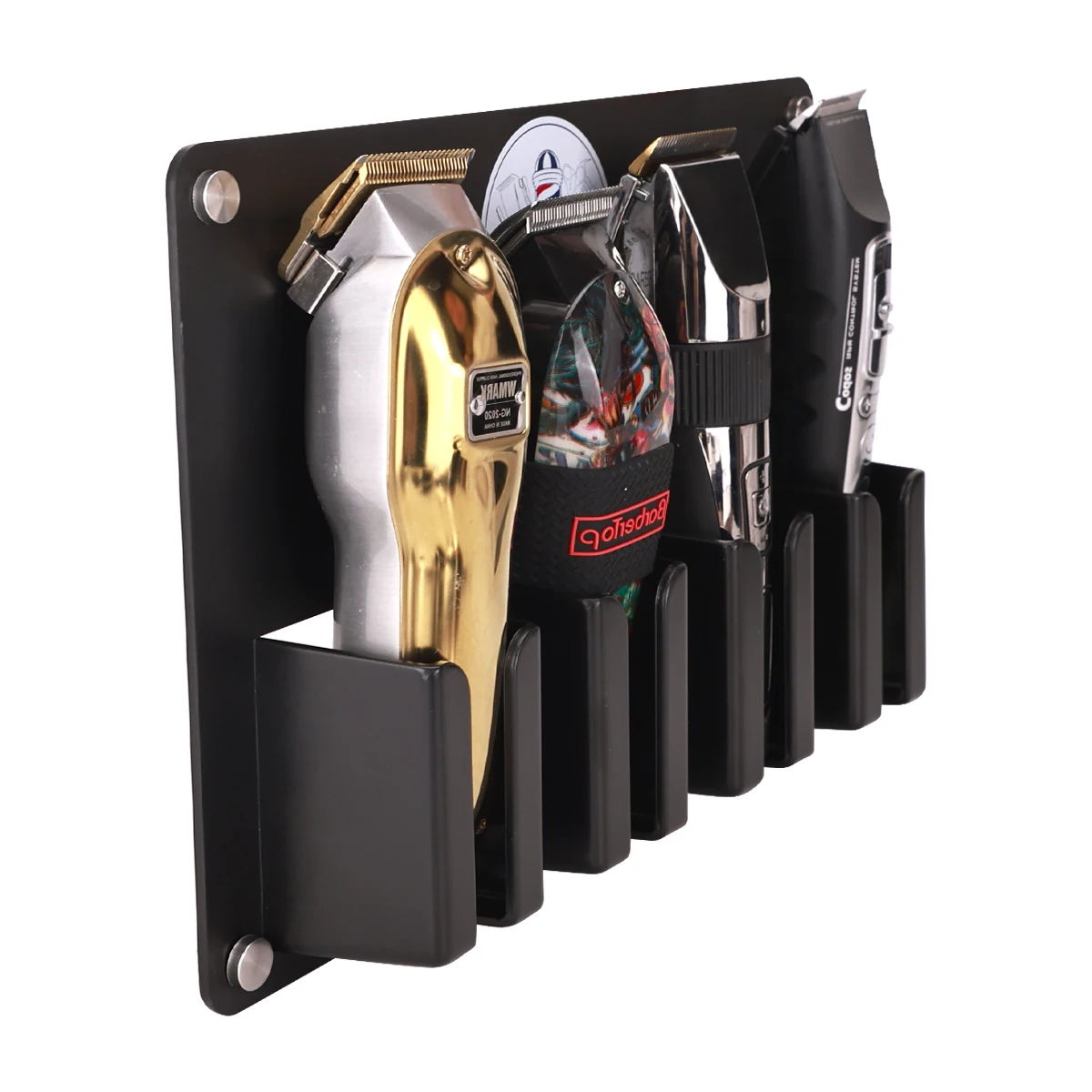 4 Slots Wall Mount Hair Clipper Holder, Rust-Proof Space Saving Barber Tool Storage Organizer Rack For Salon Haircut Tools