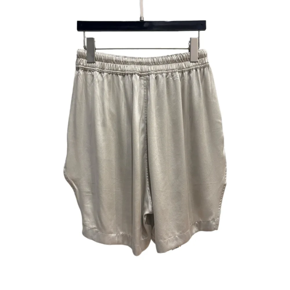 High Street dark Ro Asymmetric Silk Shorts Men's Drawstring Fashionable and Versatile Design Casual Casual Loose Shorts