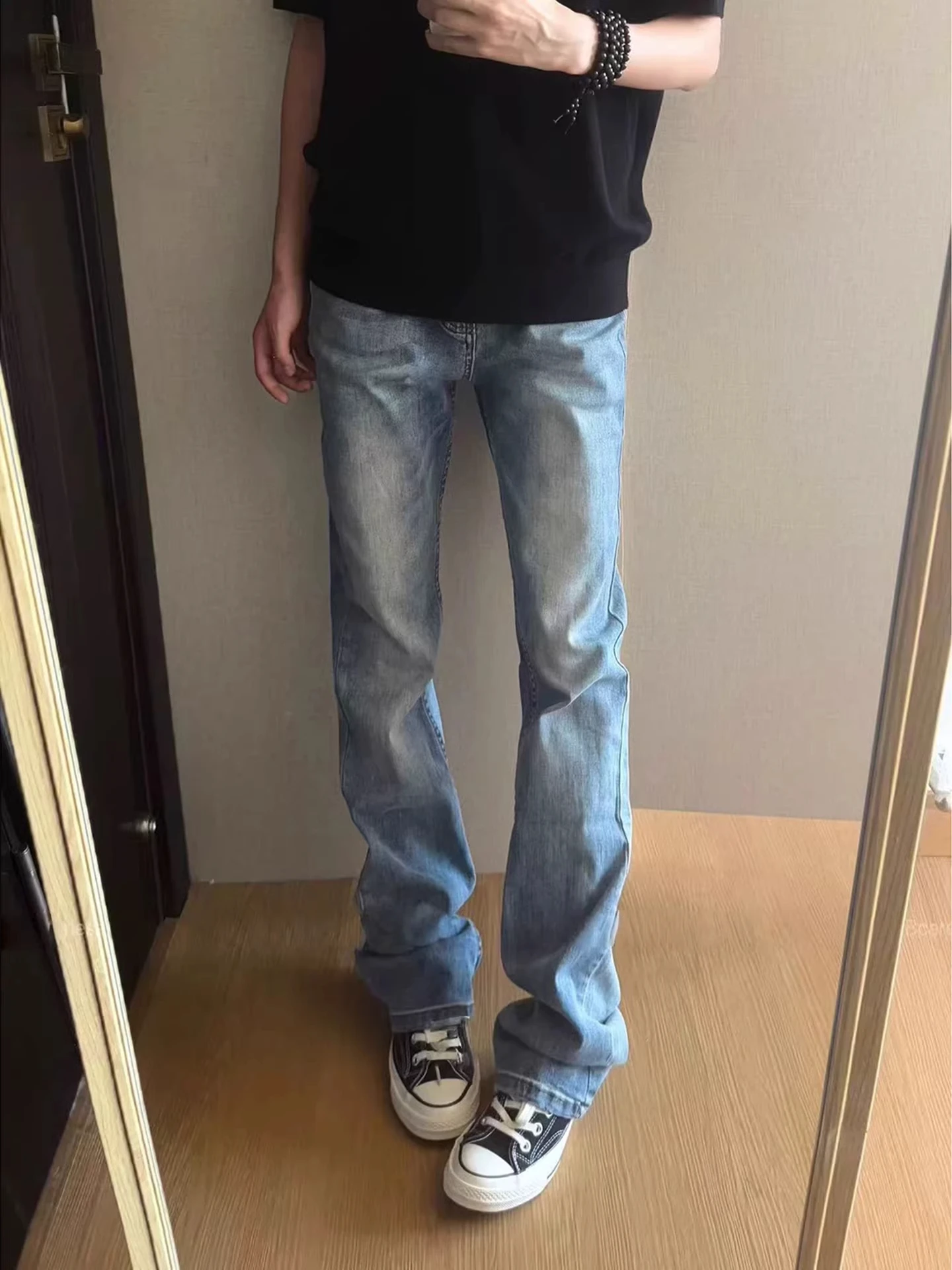 

Slim Fit Straight Leg Blue Jeans Men Women Spring New Sle High Street American Knife Jeans Youth Faion Wear Resistant