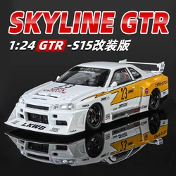 1:24 Nissan Skyline GTR-R34 S15 Modified version Simulation Sound Light Alloy Supercar Model Diecast Toy car For Boy Gift C354