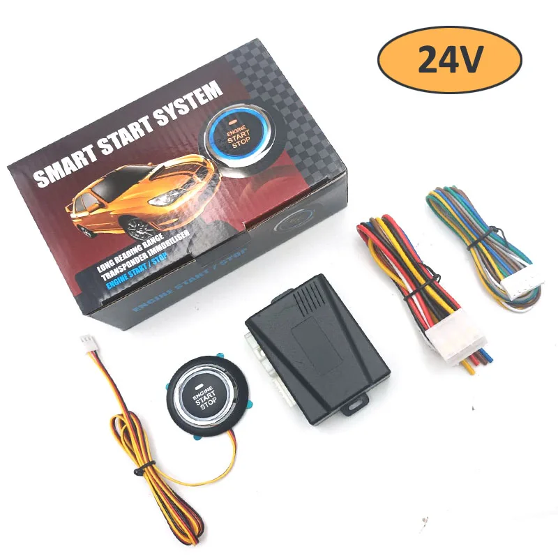 

LAKASAN 24V Universal Engine Start/Stop One Button Start Original One Key Start Stop Button Car Alarm Anti-Hijacking