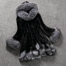 Chaqueta gruesa de piel Fuax para mujer, abrigo de piel de felpa de lujo, abrigo de piel sintética con capucha de longitud media, prendas de vestir para mujer, prendas de vestir de invierno 2024