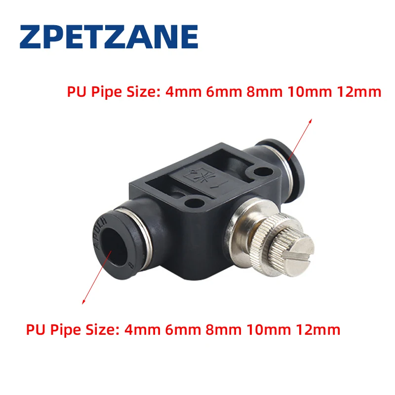 PU Pipe Pneumatic Quick Connect PA-8LSA Multi Specification Throttle Control Valve 4/6/8/10/12mm Black/White