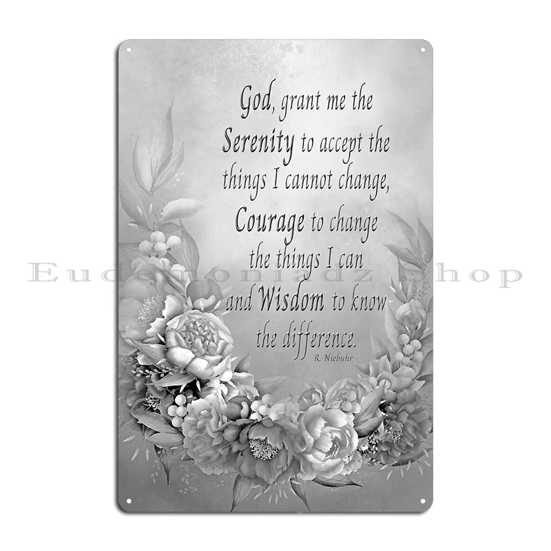 صلاة الصفاء بالألوان الطبيعية AA النصي الصفاء الشجاعة الحكمة الأزهار BW المعادن حفلة مخصصة جدار ديكور تين تسجيل ملصق #5