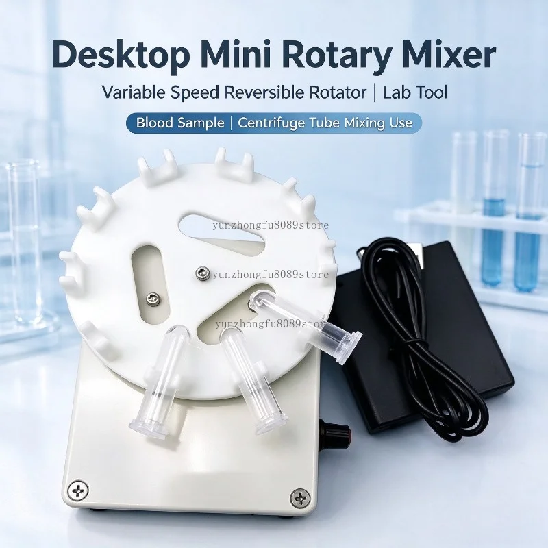 Desktop Mini Rotary Mixer with Variable Speed Reversible Rotation for Blood Sample & Centrifuge Tube Mixing