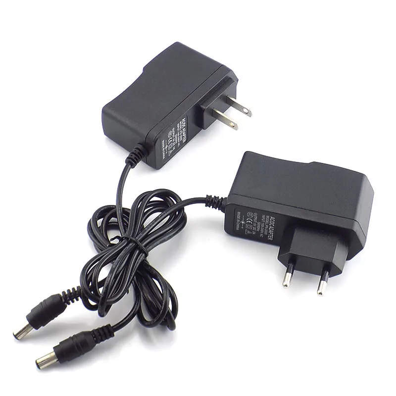 Adaptador de alimentação AC para DC, carregador de parede para luz de tira conduzida, lâmpada, CCTV, câmera, UE, AU, Plug EUA, 5,5mm x 2,1mm, 2000ma, 5V, 2A