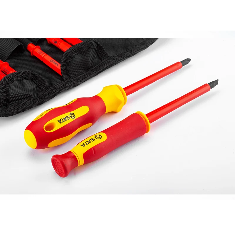 SATA 09304 10 Interchangeable VDE Insulated And Pressure Resistant Screwdriver Sets High Hardness Sharp Blade Cut Flat