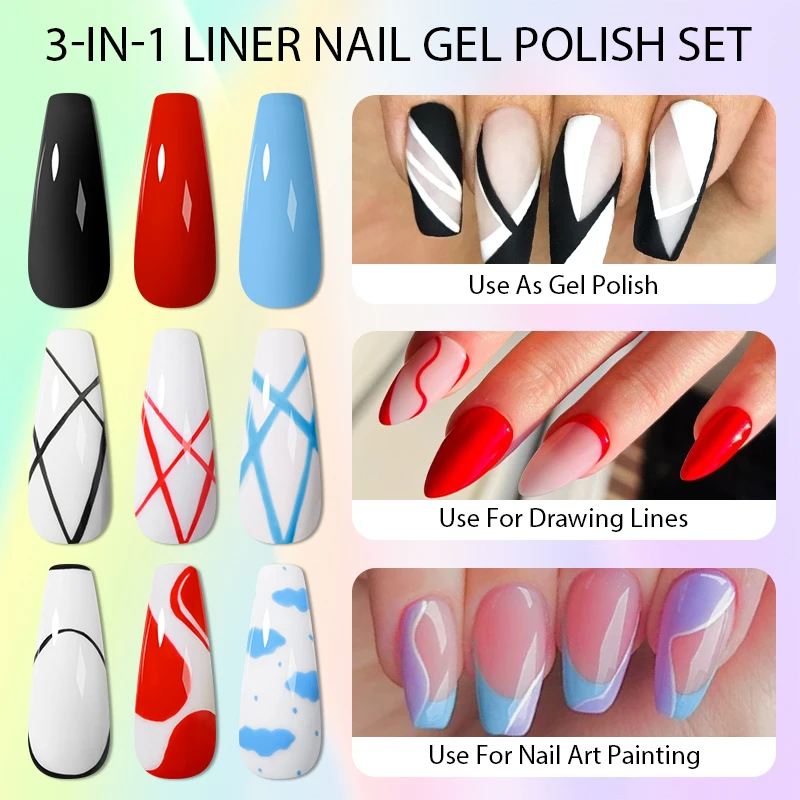 10ml Nero Rosso Liner Gel Smalto per unghie Glitter Pull Line Graffiti Pittura Stripe Unghie fai da te Design Pittura Gel Forniture per unghie