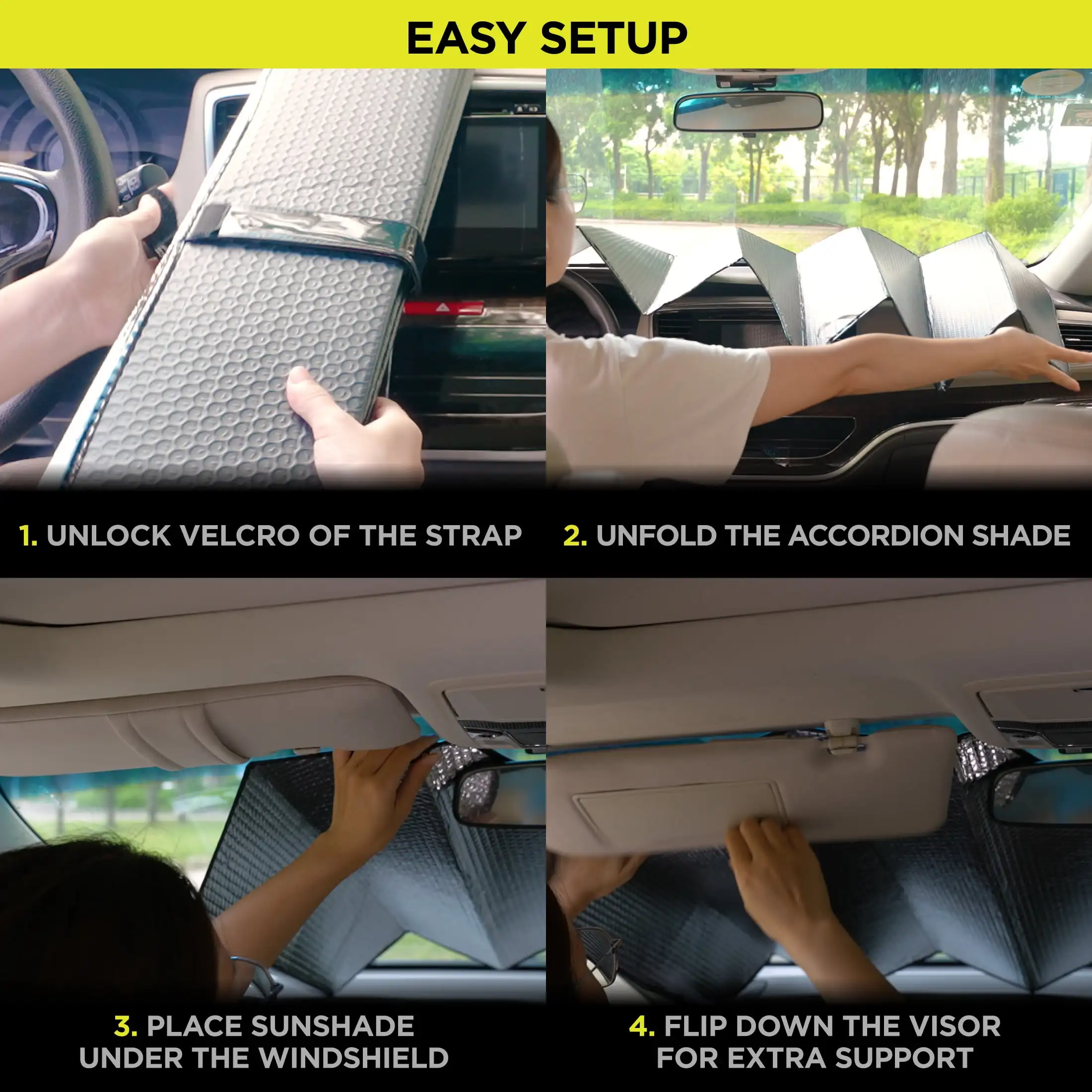 مظلة أكورديون سوداء ثلاثية الأبعاد مقاس عالمي، عبوة واحدة، مقاس 63 بوصة × 28.5 بوصة