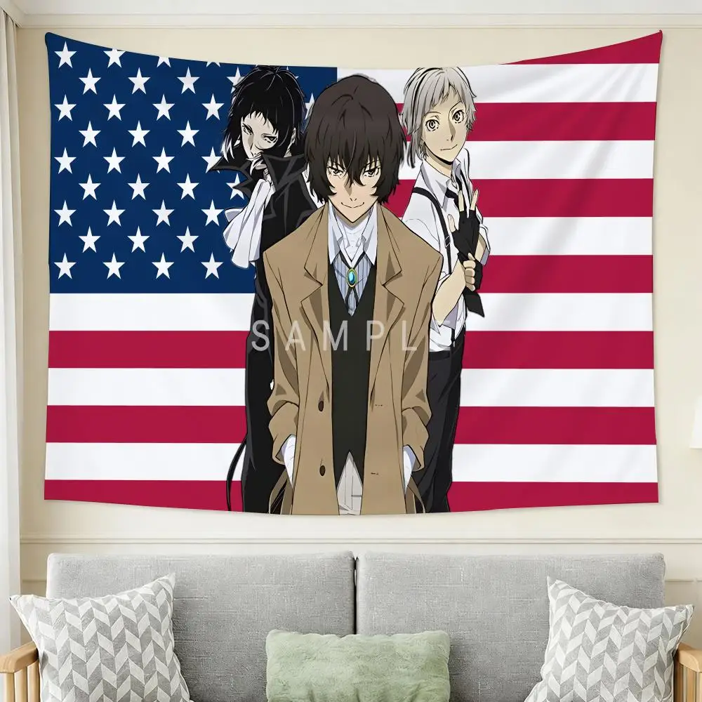 Anime B-Bungo Stray Dogs Tapestry Wall Hanging Tapestry Aesthetic Room Decor Banners for Bedroom Living Room Outdoor Party