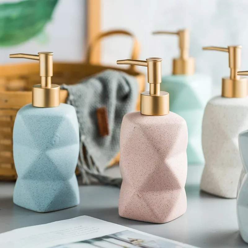 Nordic Color Glaze Series Ceramic Hand Sanitizer Separately Bottled Shower Gel Shampoo Lotion Press Bottle Hotel Home Stay