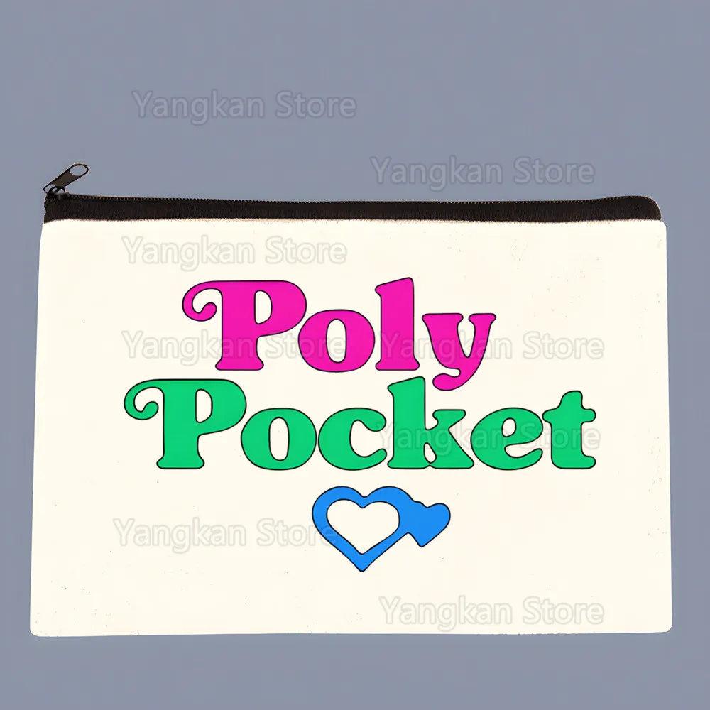 

Холщовая сумка Polly Pocket для женщин и девочек, простая вместительная сумка для хранения, сумка через плечо, многоразовая студенческая сумка для книг