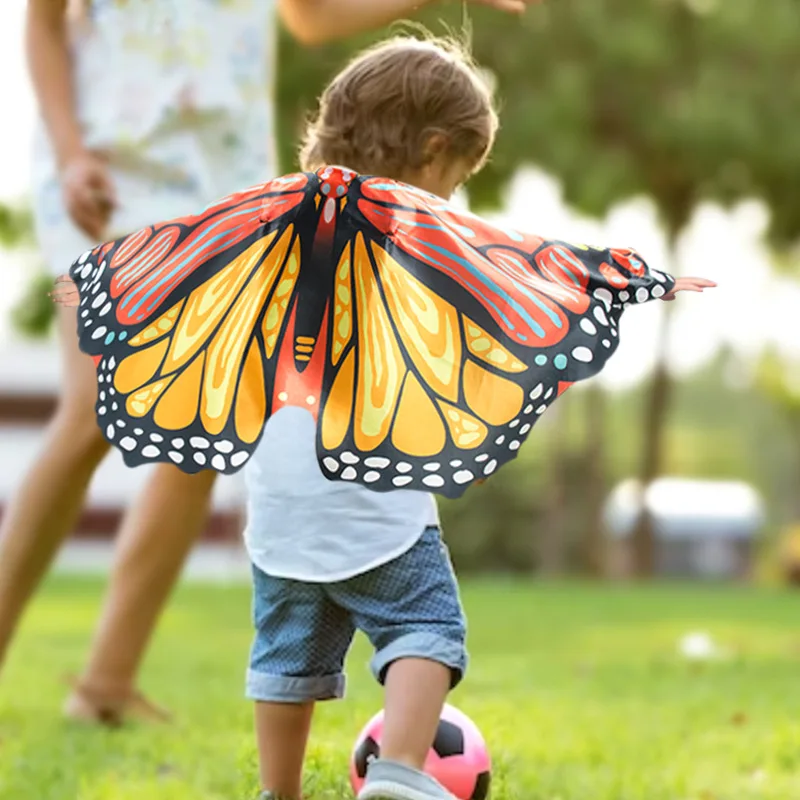 Halloween children's butterfly wings ponchos fairy backwear boys and girls perform props party