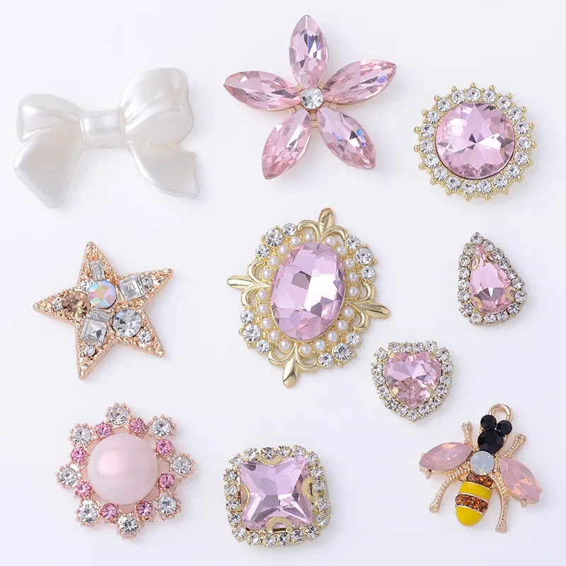 Fashion Maillard pink DIY hole shoes jewelry accessories popular star love bow shoe flower DIY accessories