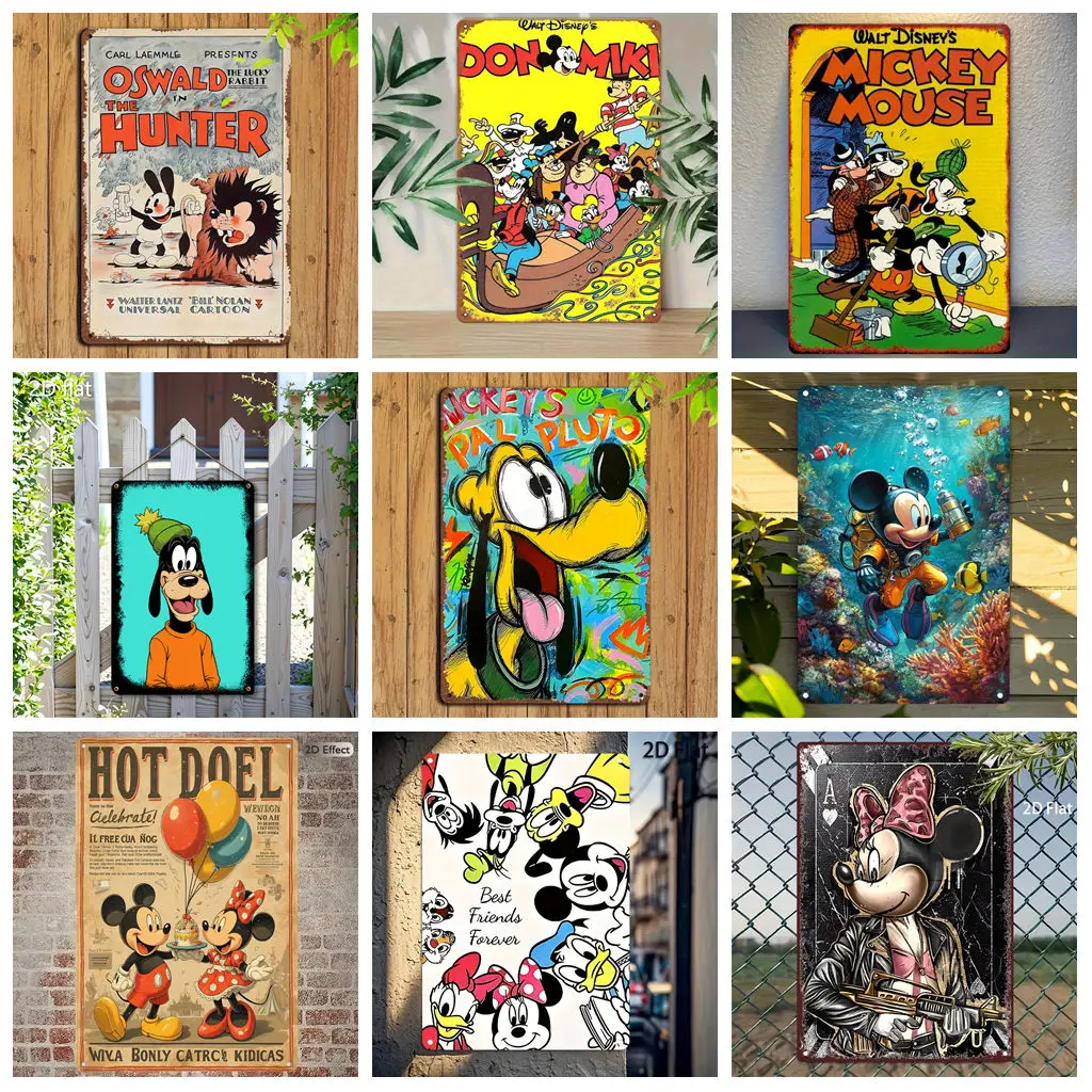 

Miniso Disney Mickey Warm Daily Metal Signs wall decor Tin Signs Captain Metal Poster Decor for Bar Pub Club Wall Decoration
