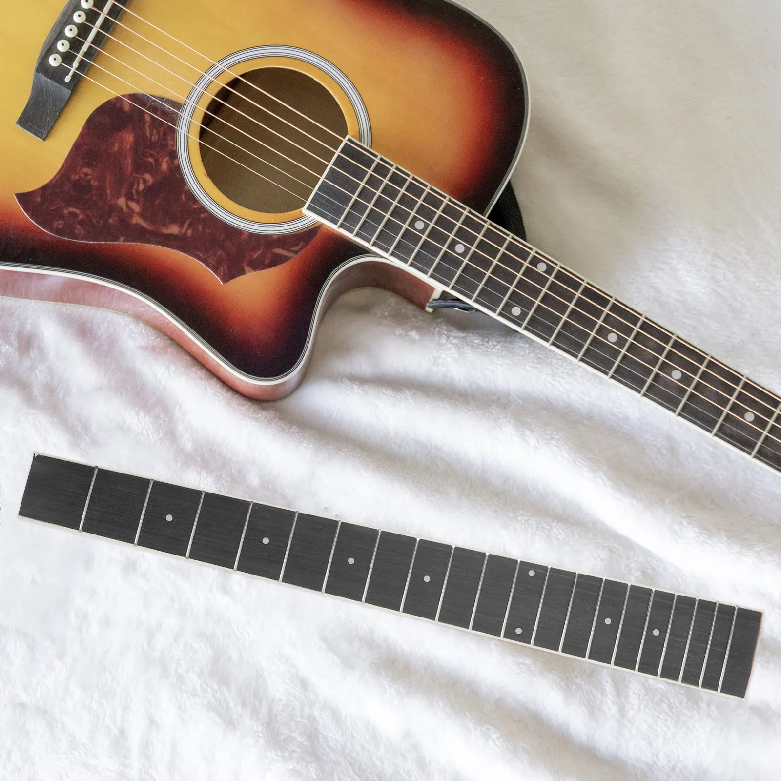 

Folk Guitar Wooden Fingerboard Acoustic Neck with Fretboard Electric Parts Frets Slotted Fretboards Mosaic