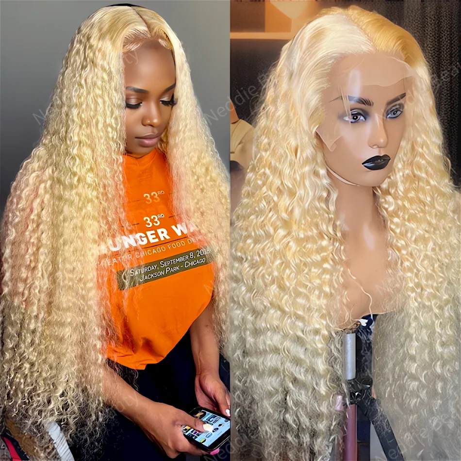 

30 40 Inch Blonde 613 Brazilian Lace Frontal Wigs 13x6 HD Transparent Curly Human Hair Deep Wave Chioce For Women Colored Wig