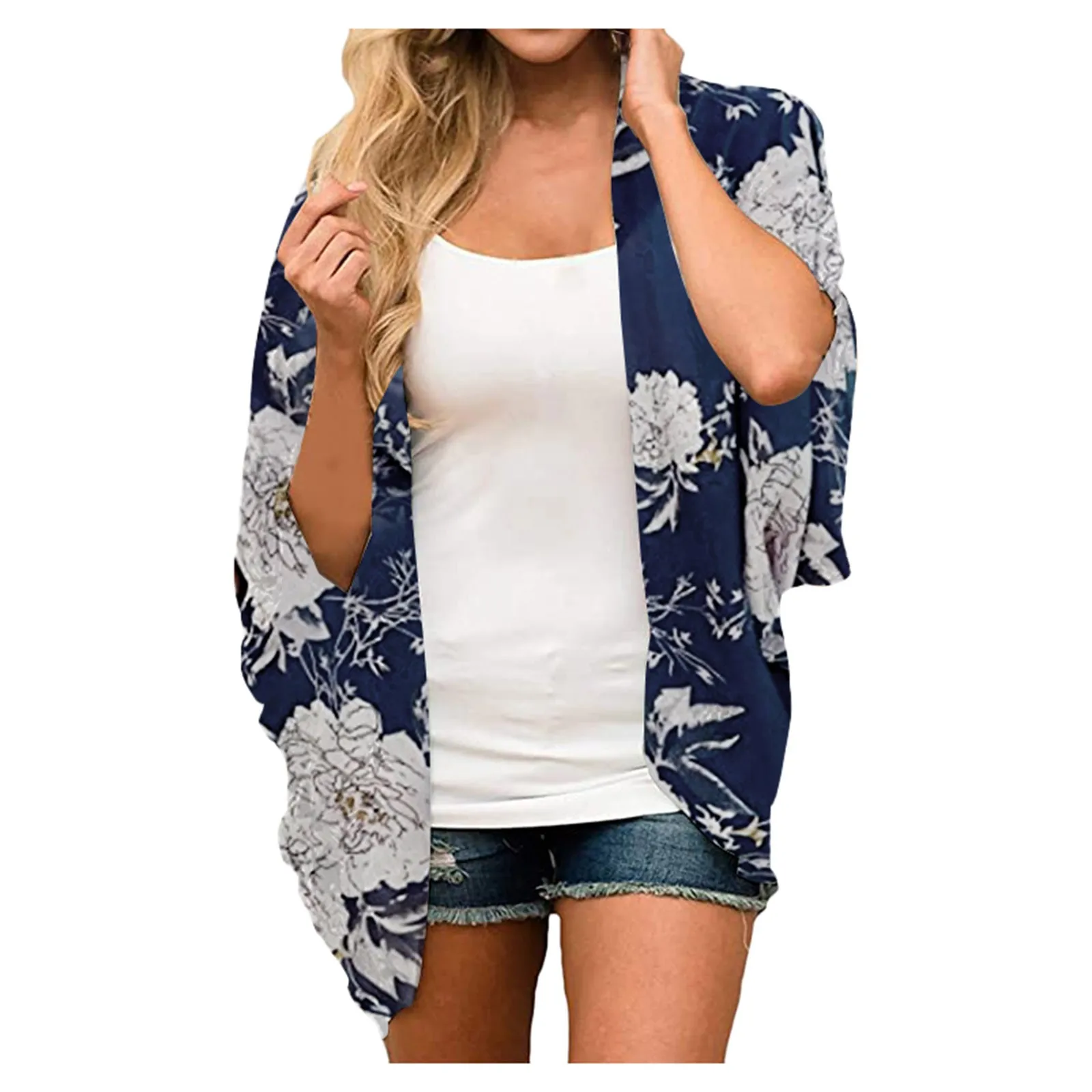 2024 nowych kobiet letnie, zwiewny kardigan Kimono Boho szyfon w kwiaty topy Cover Up plażowa hawajska kardigan szyfonowy Top