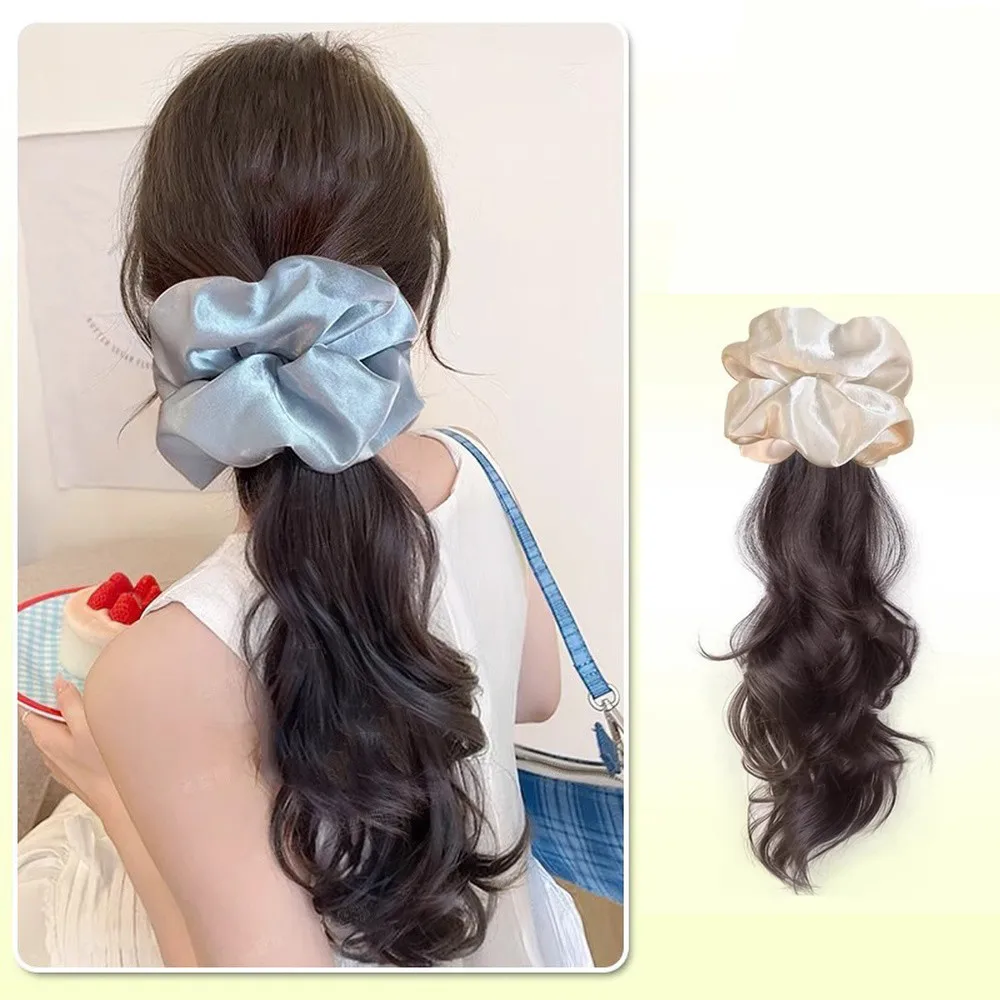 

35cm Synthetic Ponytail Wig Female Korean Style Fashion Scrunchies Natural Simulation Curly Hair Clip-on Horsetail Braid