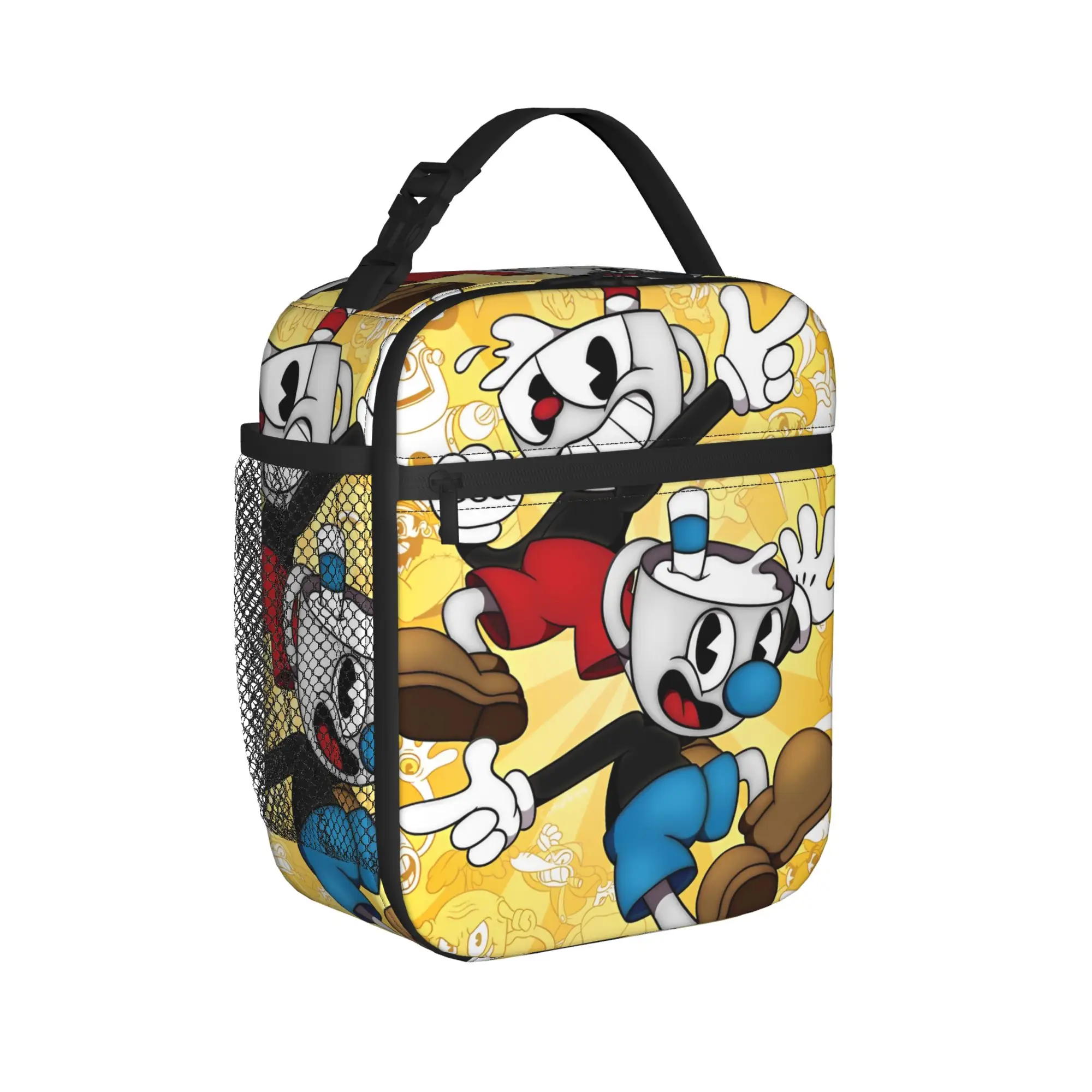 Cartoon Cupheads and Mugmans Game Thermal Insulated Lunch Bag for School  Portable Bento Box Cooler Thermal Food Box