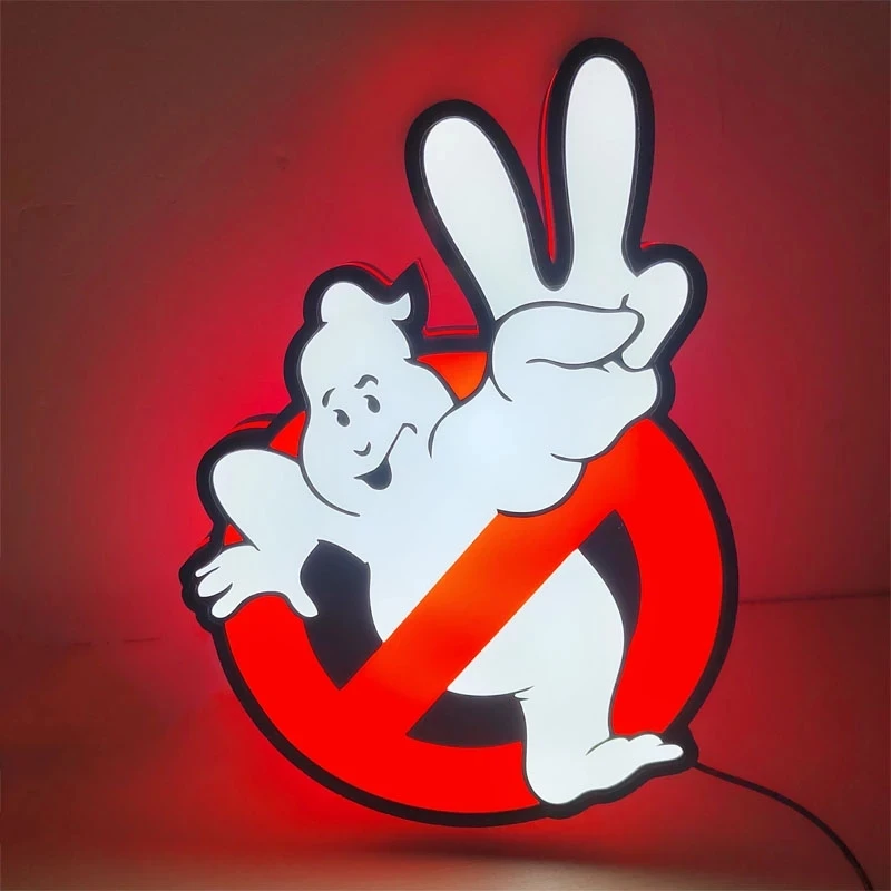 Ghostbusters Logo LED Lightbox Sign giochi per sala giochi decorazione per Club Wall Art Decor 3D Print Nightlight Gamer regali personalizzati