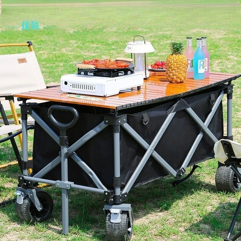 Camping cart oversized camping cart foldable outdoor trolley camping picnic small trailer trolley