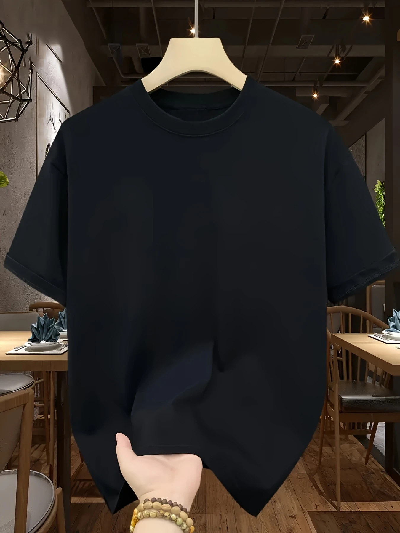 Men'S Pure Solid Color Short-Sleeved T-Shirt, Soft and Comfortable Home Wear, Triple-Needle Stitching Craftsmanship
