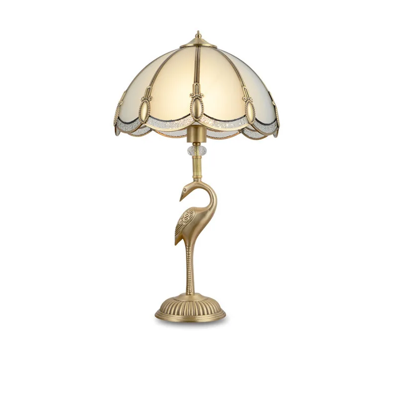 

Hand-welded all-copper floor lamp, retro, glass lampshade, desk lamp, tin brass, European style, vertical