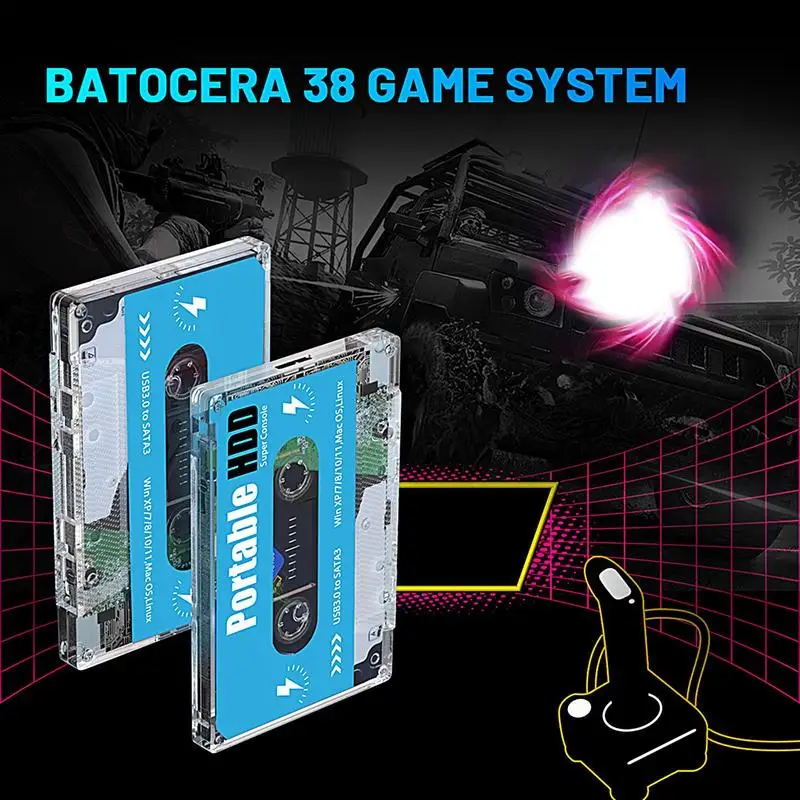 وحدة تحكم ألعاب فيديو ريترو كاسيت مدمجة 60000 لعبة 70 محاكيات كلاسيكية 4K HD الوسائط المتعددة للتلفزيون والكمبيوتر المحمول