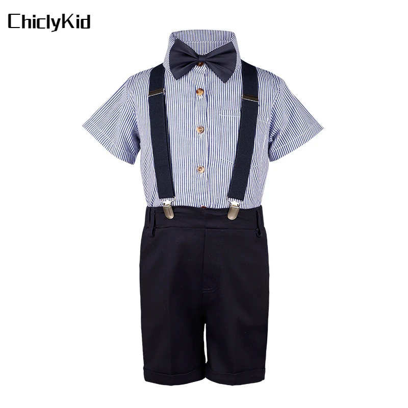 

Boys Formal Dress Suit Summer Shirt Suspender Pants Kids Jumpsuit Overalls Shorts Child Clothes Set Baby School Uniform Costumes