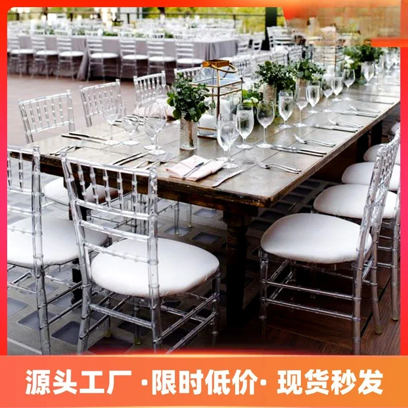 Transparent Acrylic Stool Outdoor Wedding Banquet Hotel Chair Crystal Back Dining Banquet Hotel