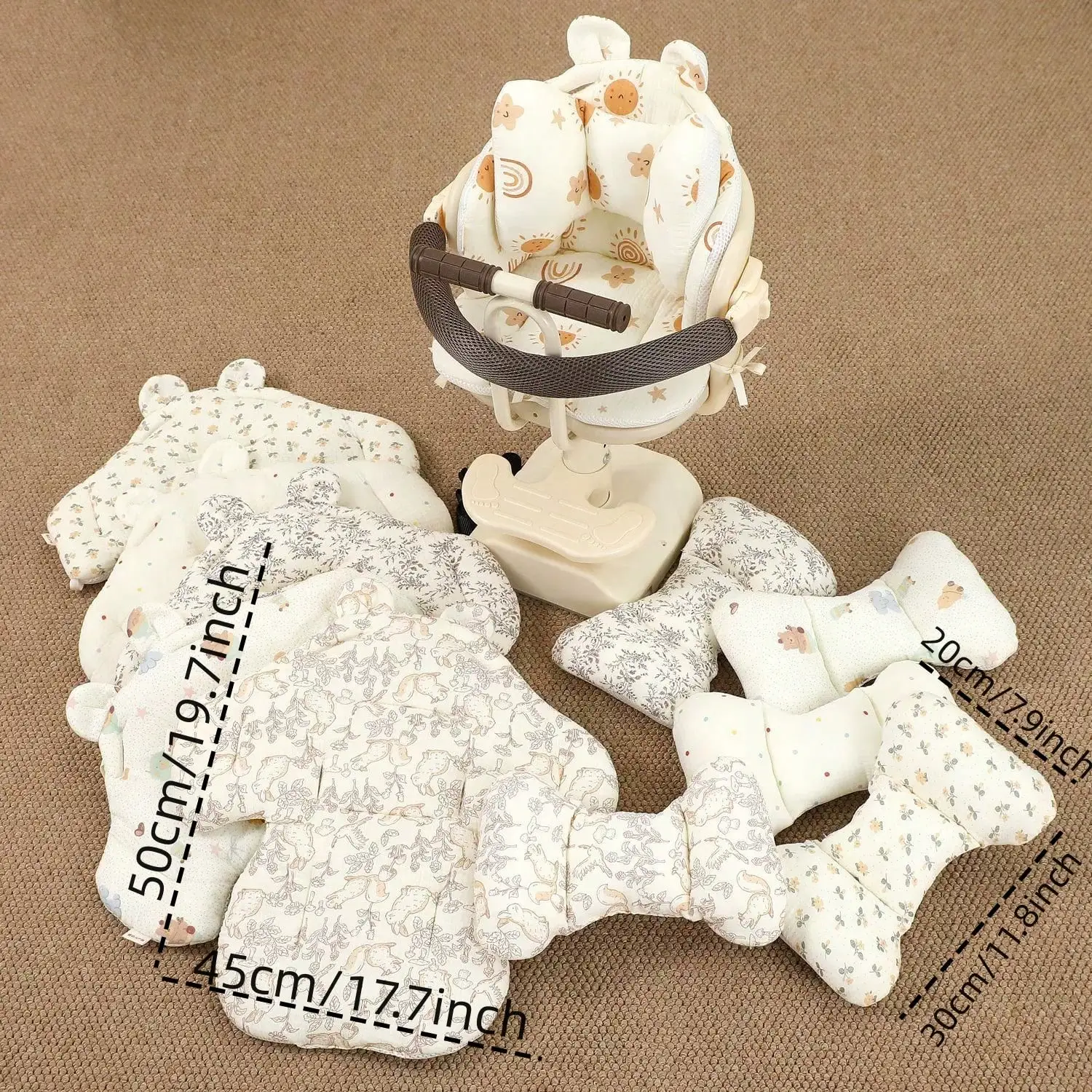 Cartoon Bear Baby Stroller Seat Cushion Cotton Soft Newborn Car Seat Pad Infant Pushchair Mattress Mat Kid Pram Accessories