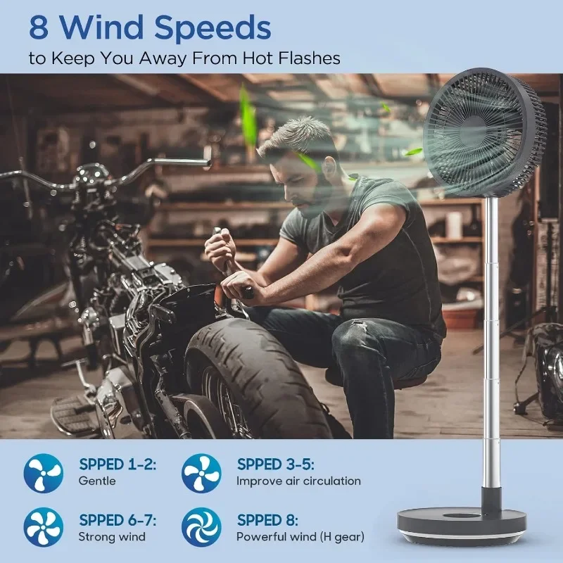 Primevrive ventilatore oscillante alimentato a batteria regolabile in altezza ricaricabile Home Office tenda da campeggio all'aperto da viaggio