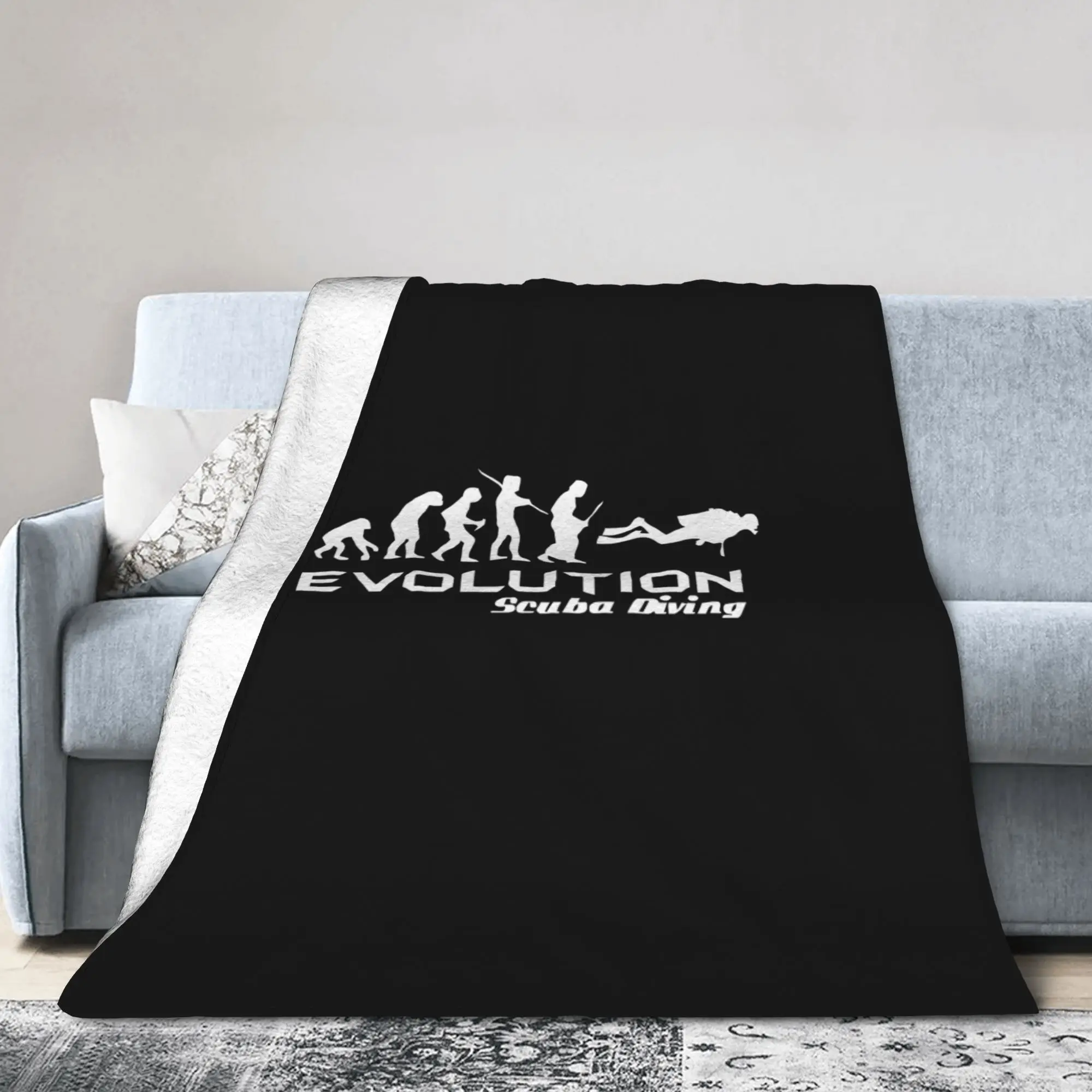 Custom Ultra-Soft Fleece Evolution Of Scuba Diving Throw Blanket Underwater Dive Diver Gifts for Bedroom Office Couch Quilt