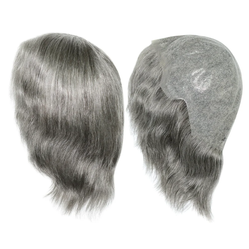 New Thin Skin Men's Capillary Prosthesis Full PU 0.1mm Medium Size Men Toupee Real Indian Human Hair Wigs 6inch Natural Topper