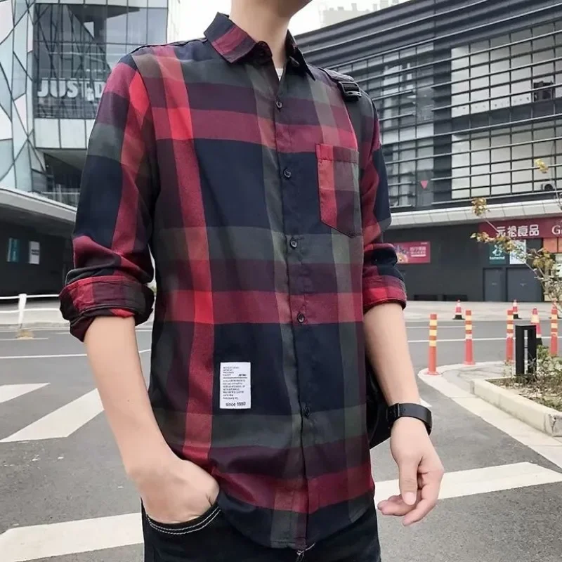 

Shirts for Men Plaid Graphic Check Colourful Man Shirt Cotton Designer High Quality Luxury Cheap Brand Korean Popular Clothes I