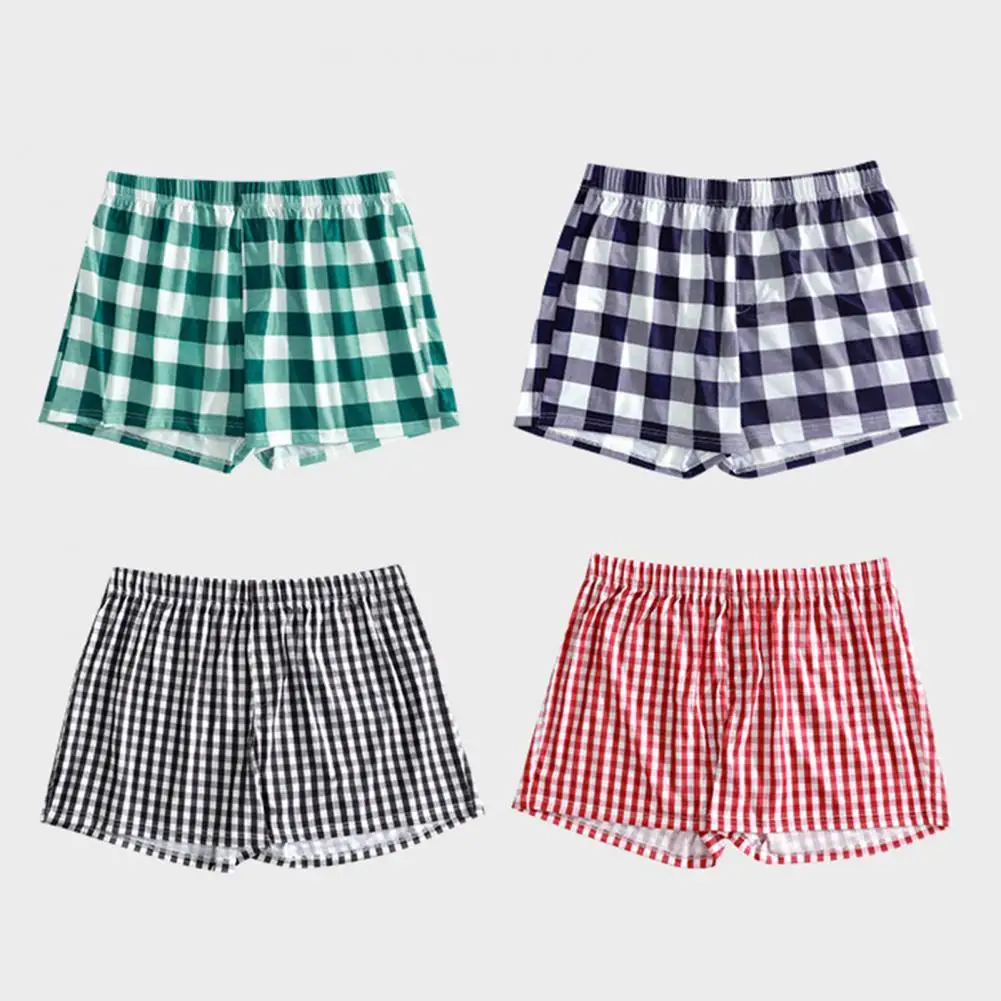 Comfortable Shorts Plaid Print Pajama Shorts Comfortable Sleepwear for Women Men Elastic Waist Lounge Bottoms Loose Fit Style