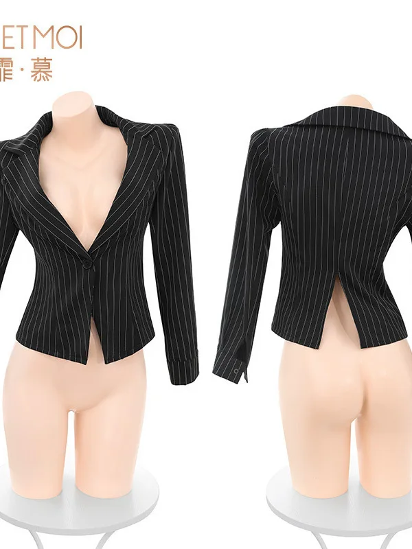 مجموعة زي مثير للنساء ، رأ الخاص ، رأ ، بدلة مخططة ، معطف مثير ، ملابس داخلية ، موضة ، تنورات مثيرة ، حلوة ، كورية ، OE7C #6